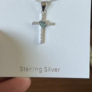 NEW Gorgeous Sterling Silver and CZ Stones adorn this sweet Cross Necklace